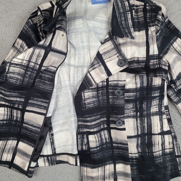 Simply Vera‎ Jacket Blazer Womens Small Black White Plaid Button Double Breasted - Picture 8 of 16